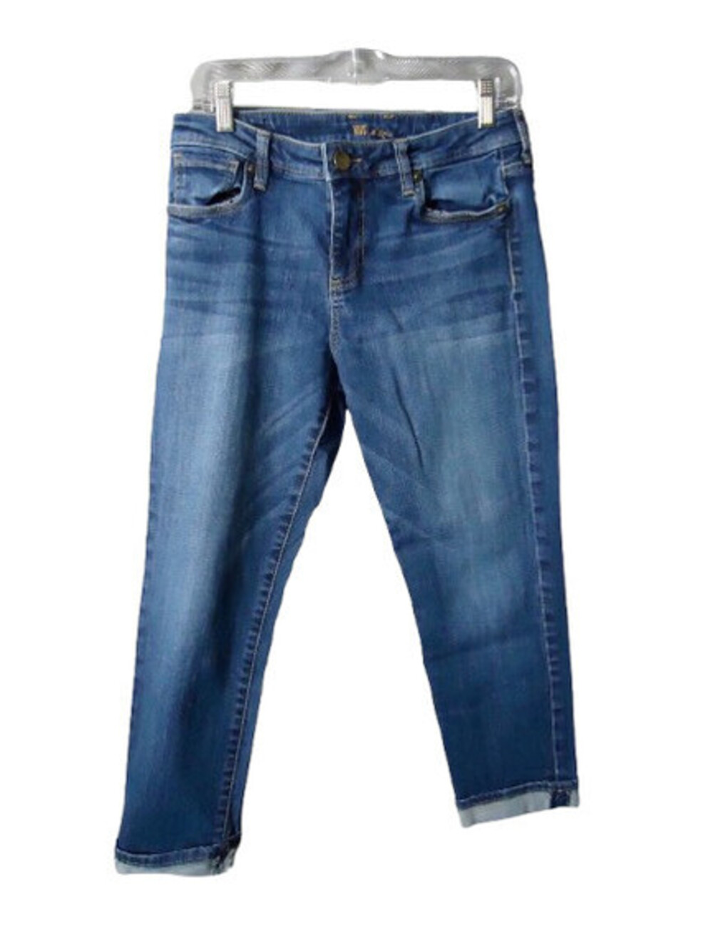 Kut From The Kloth Cuffed Cropped Boyfriend Jeans Women Size 10 RN58539 Med Wash